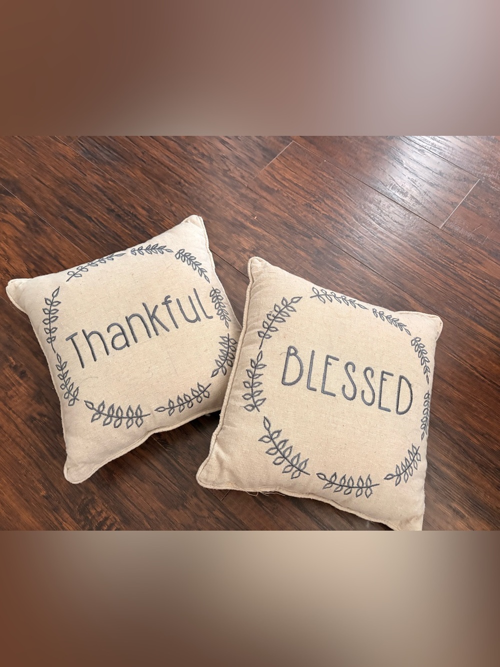 Thankful & Blessed Decorative Throw Pillows - Neutral Beige